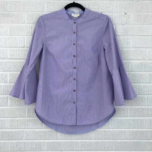 Anthropologie Maeve Striped Poplin Button Down Top - Picture 2 of 8